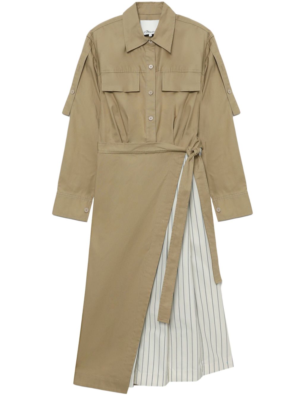 3.1 Phillip Lim 长袖分层式中长连衣裙 - 中性色