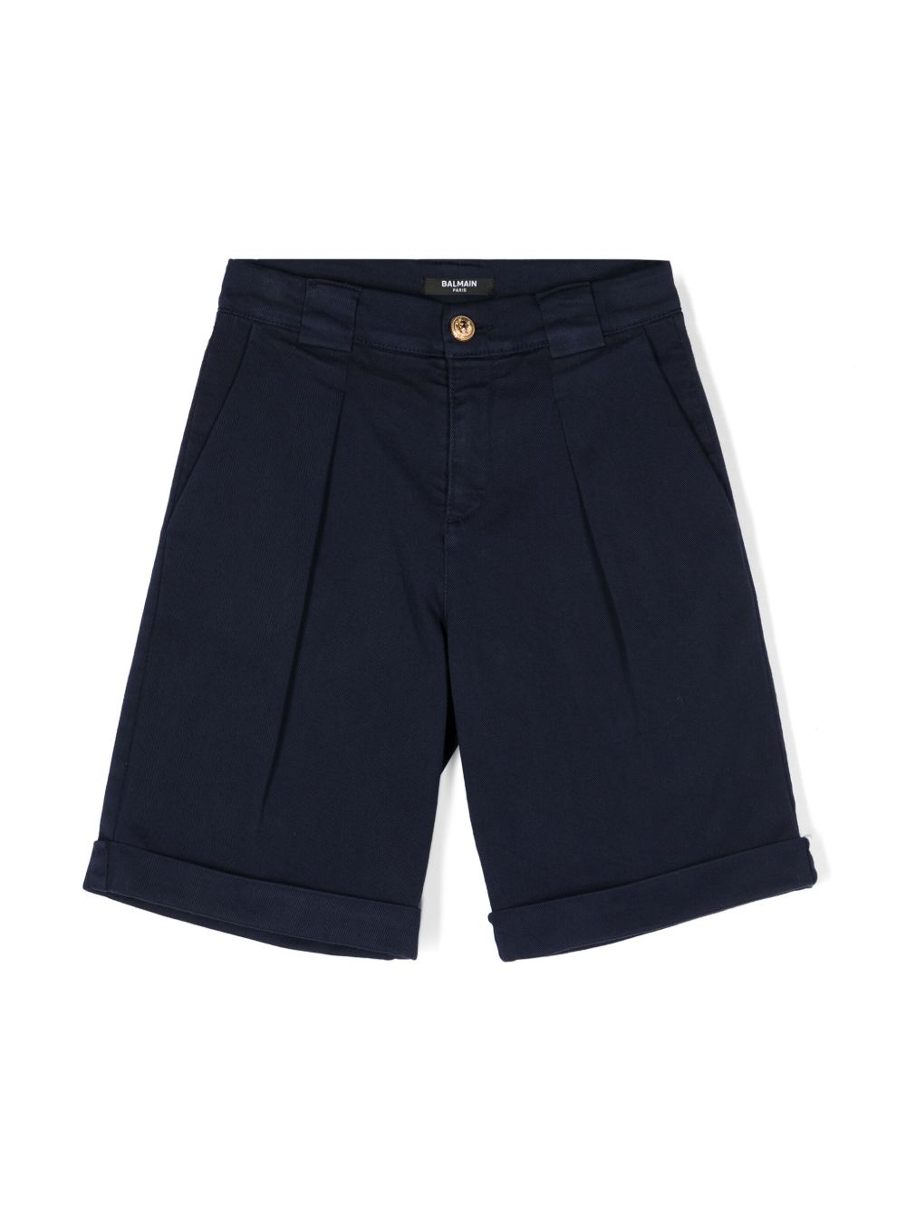 Balmain Kids 褶饰斜纹布西装短裤 - 蓝色