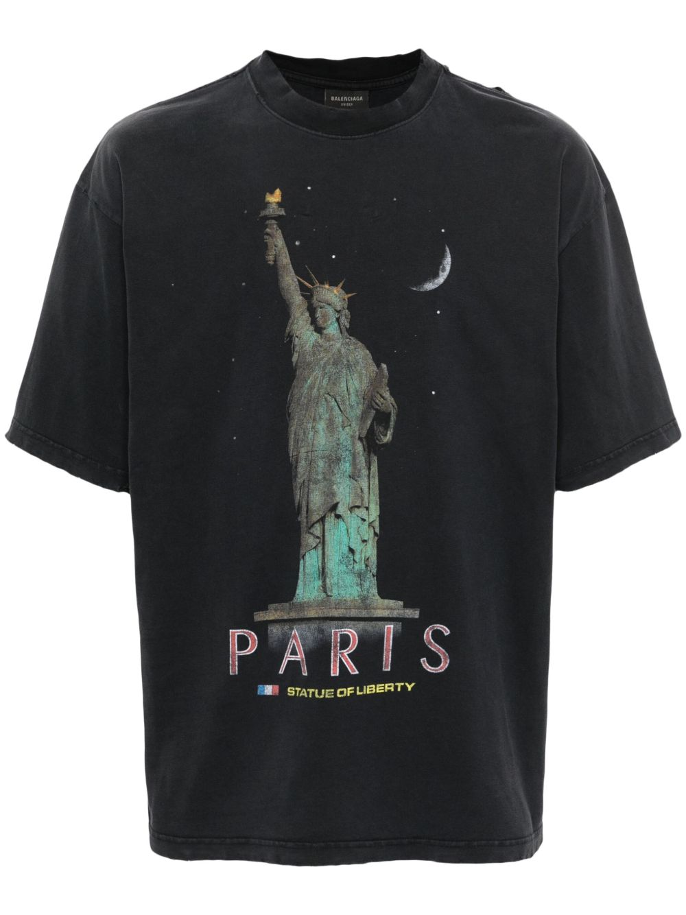 Balenciaga Paris Liberty 仿旧T恤 - 黑色