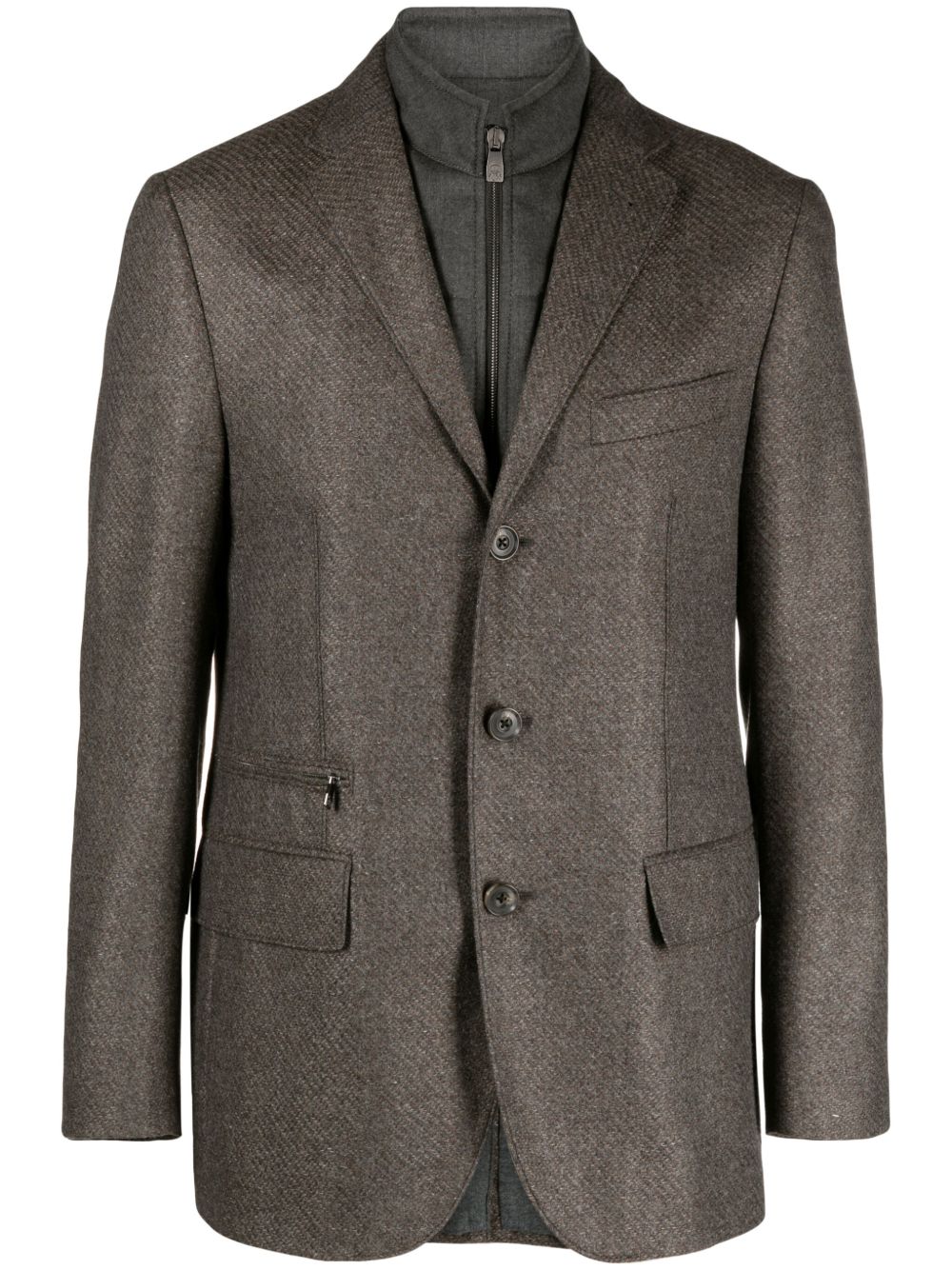Corneliani 分层式单排扣西装夹克 - 灰色