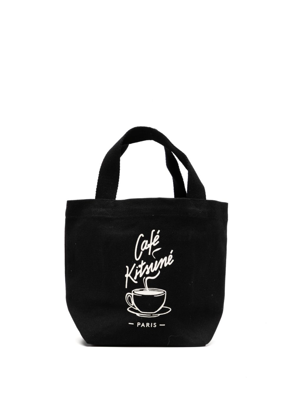 CAFÉ KITSUNÉ logo印花帆布手提包 - 黑色
