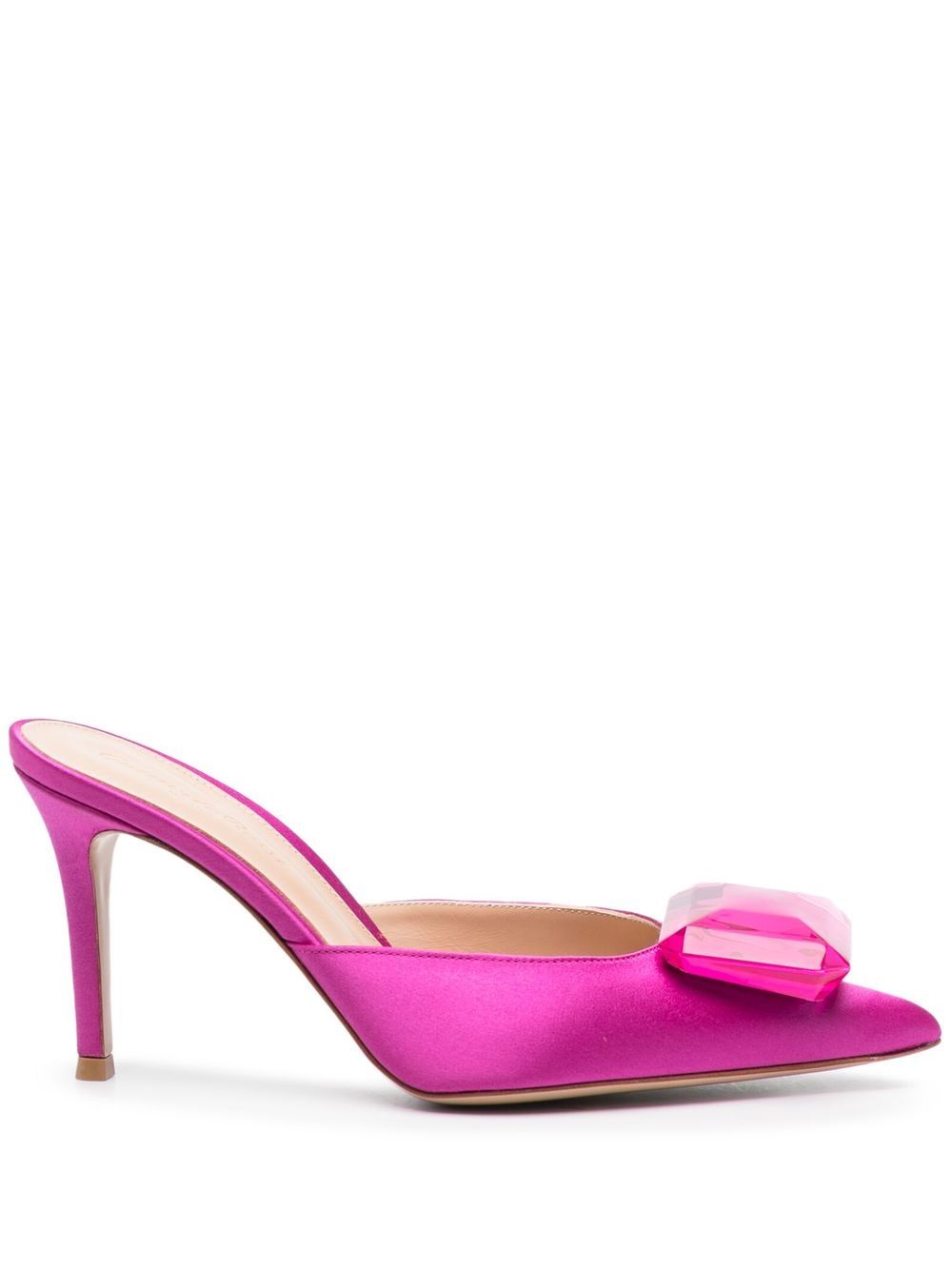 Gianvito Rossi 晶饰细节缎面高跟鞋 - 粉色