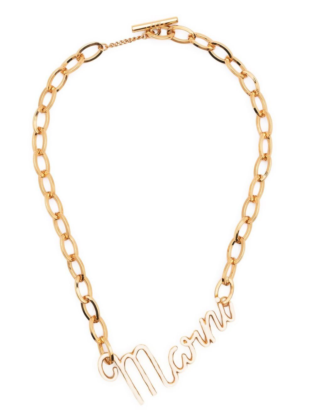 Marni logo图案链式项链 - 金色