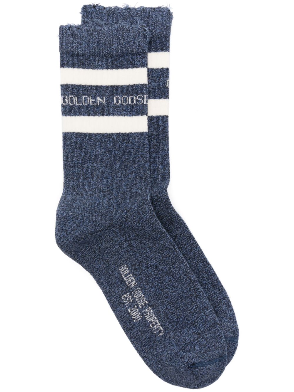 Golden Goose 条纹logo针织袜 - 蓝色