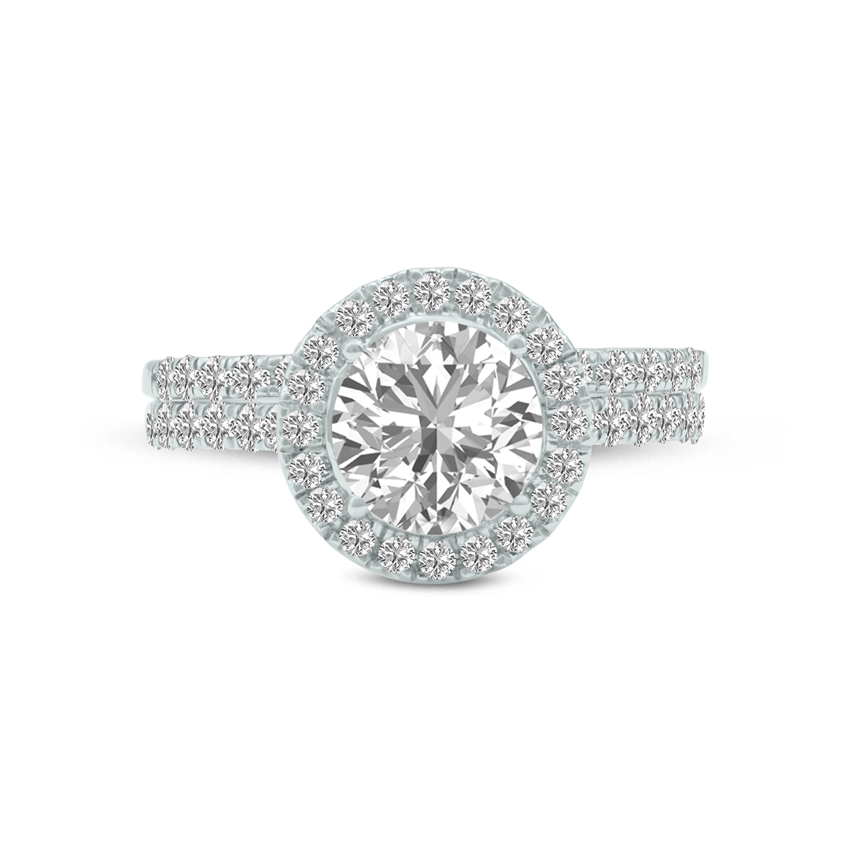 4 1/3 Carat TW Round Cut Lab Grown Diamond Halo Bridal Set in 14K White Gold