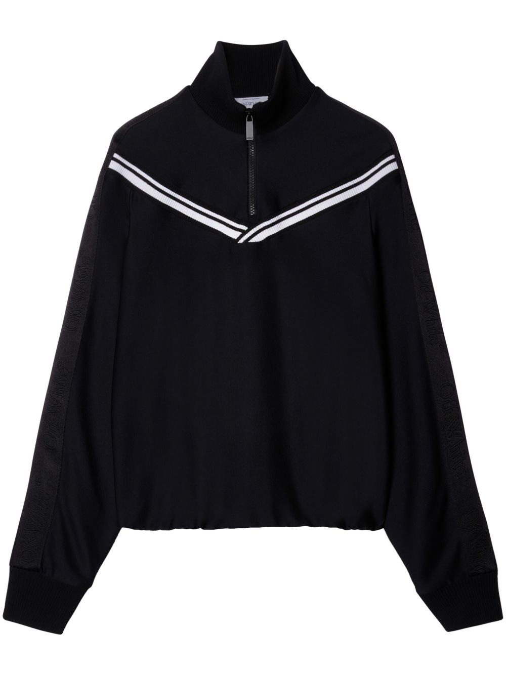 Off-White logo饰带罗纹运动夹克 - 黑色