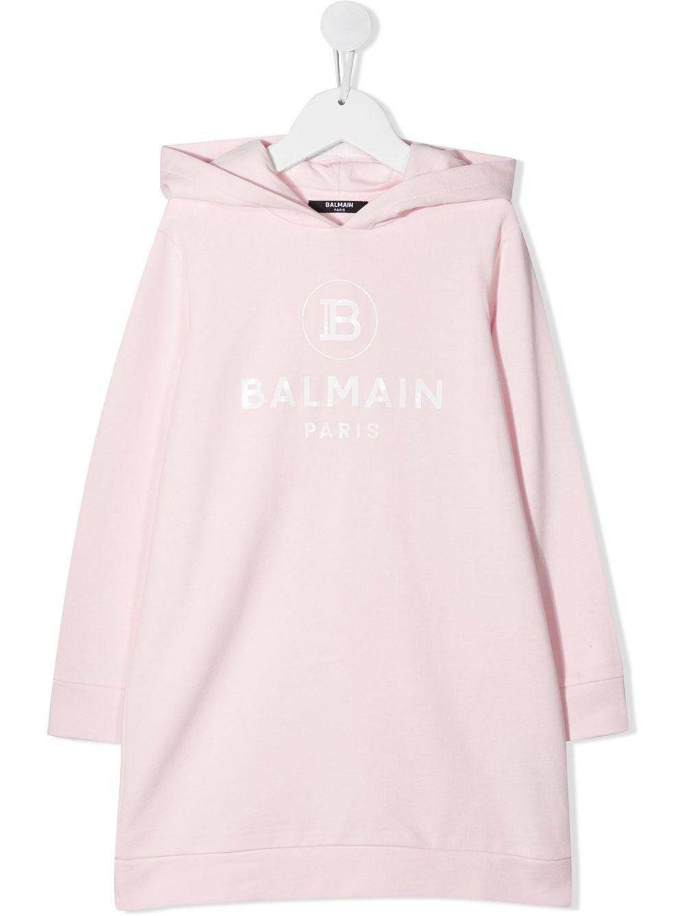 Balmain Kids 巴尔曼 logo印花连帽连衣裙 - 粉色