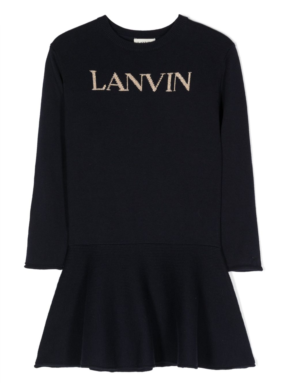 Lanvin Enfant 嵌花logo密织连衣裙 - 蓝色
