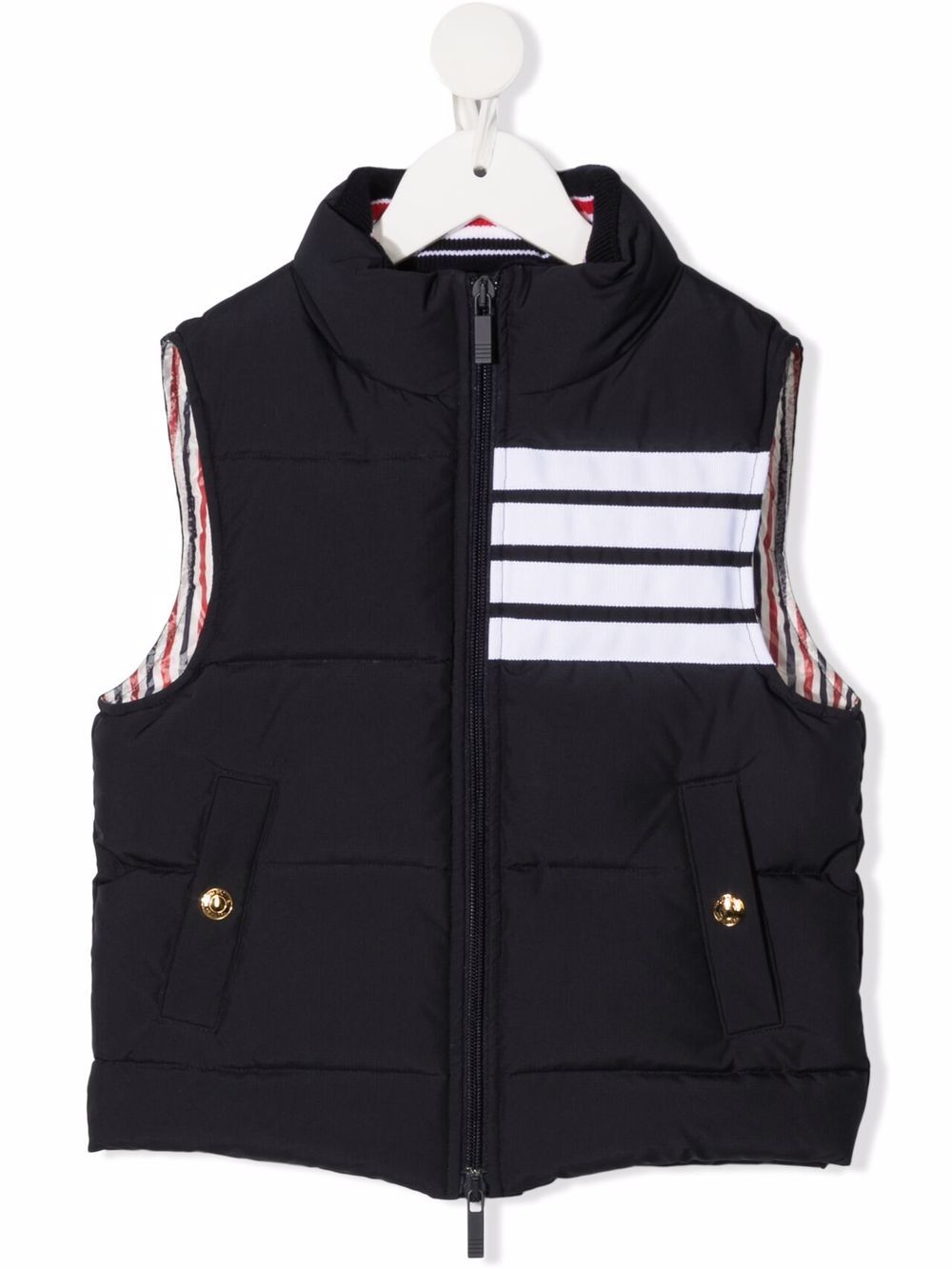 Thom Browne Kids 条纹印花羽绒马甲 - 蓝色