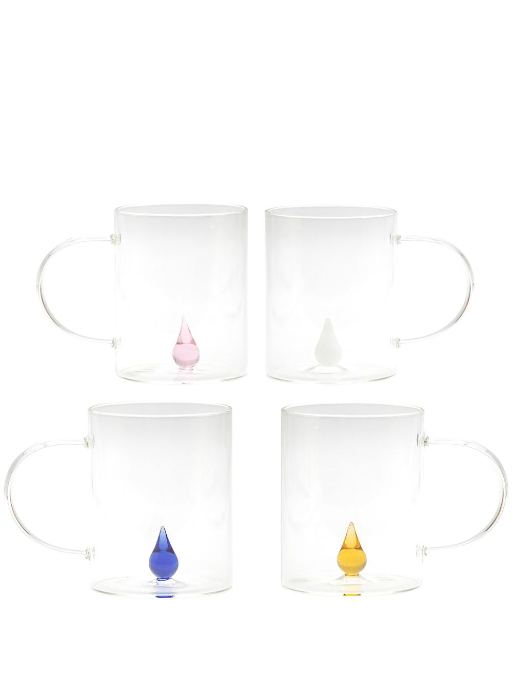 CU I SEEYOU Drop 3D-detailing glass mugs (set of four) - 中性色