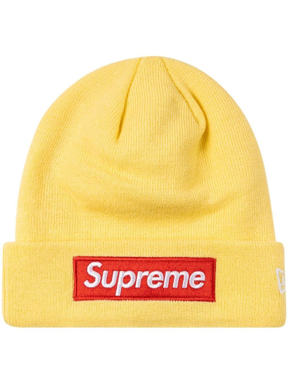 Supreme x New Era 盒形logo针织套头帽 - 黄色