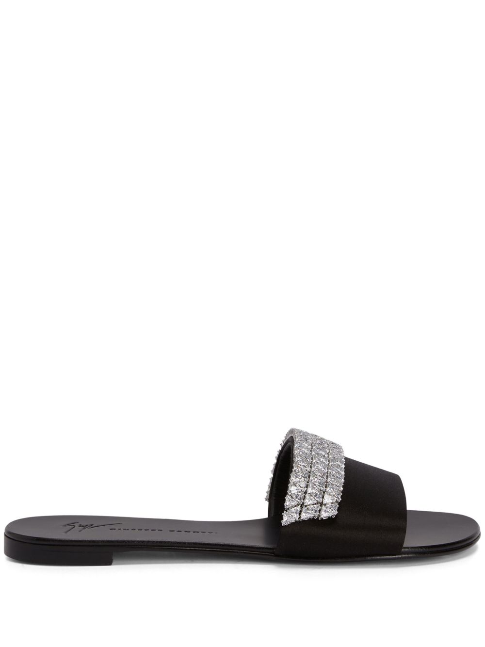 Giuseppe Zanotti Tesy 水钻缀饰拖鞋 - 黑色