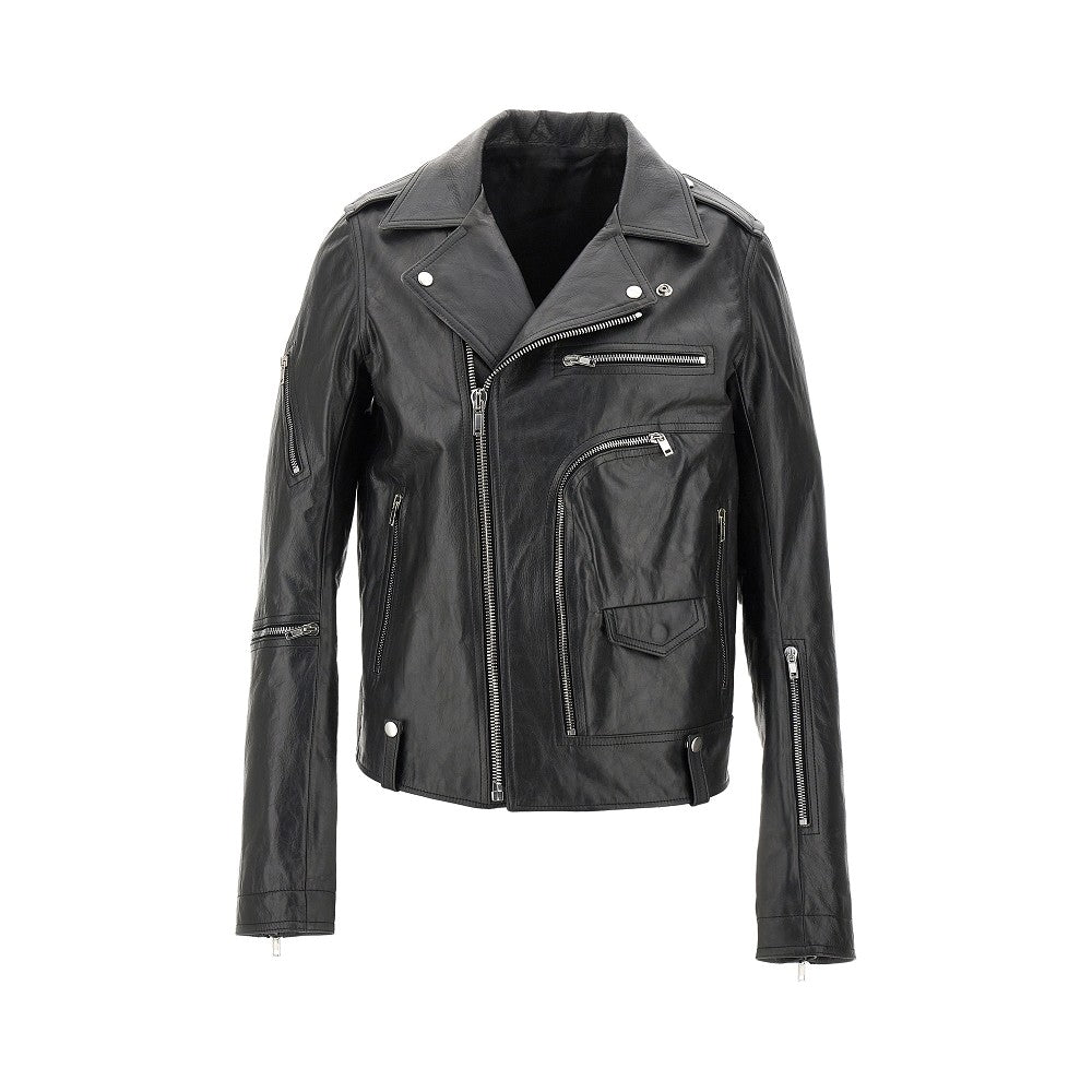 RICK OWENS Leather biker jacket Man