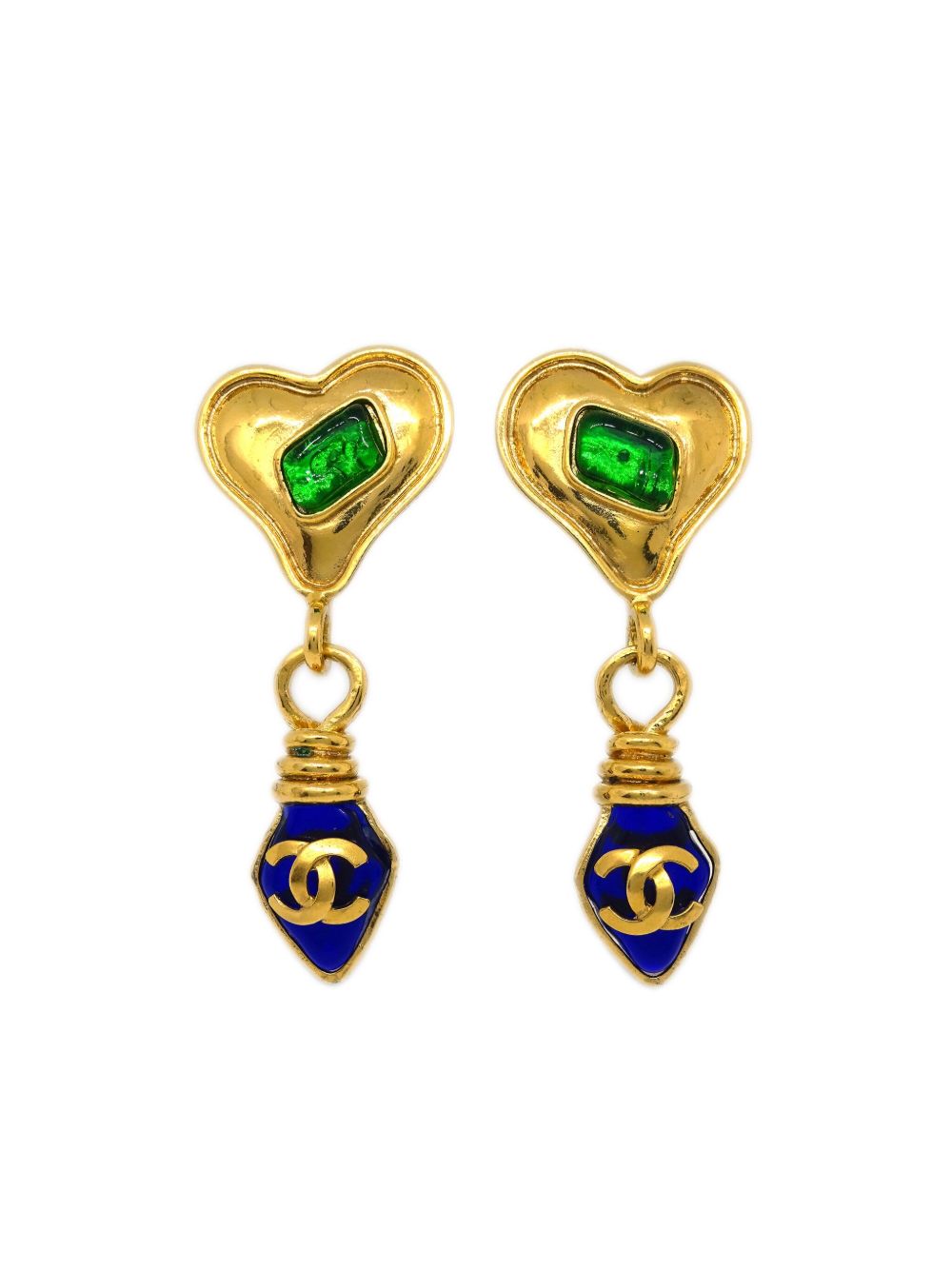 CHANEL Pre-Owned Gripoix Heart 夹扣式耳环（1995年典藏款） - 金色
