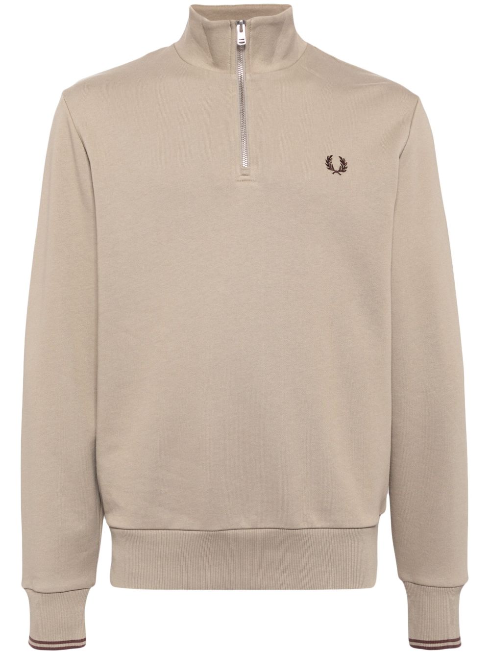 Fred Perry logo刺绣高领毛衣 - 灰色