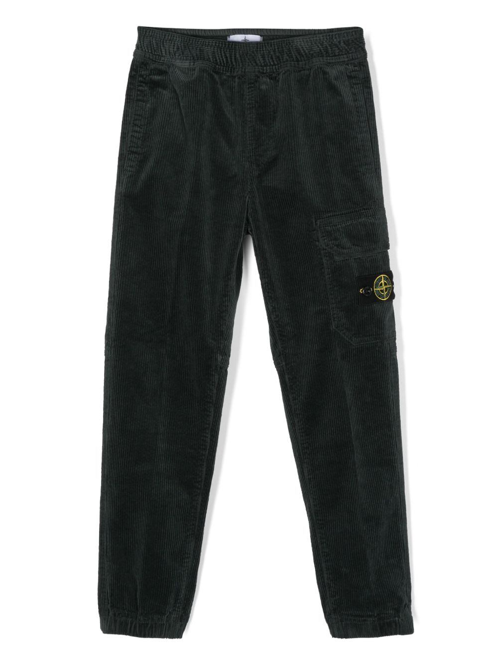 Stone Island Junior 罗盘徽章灯芯绒长裤 - 绿色