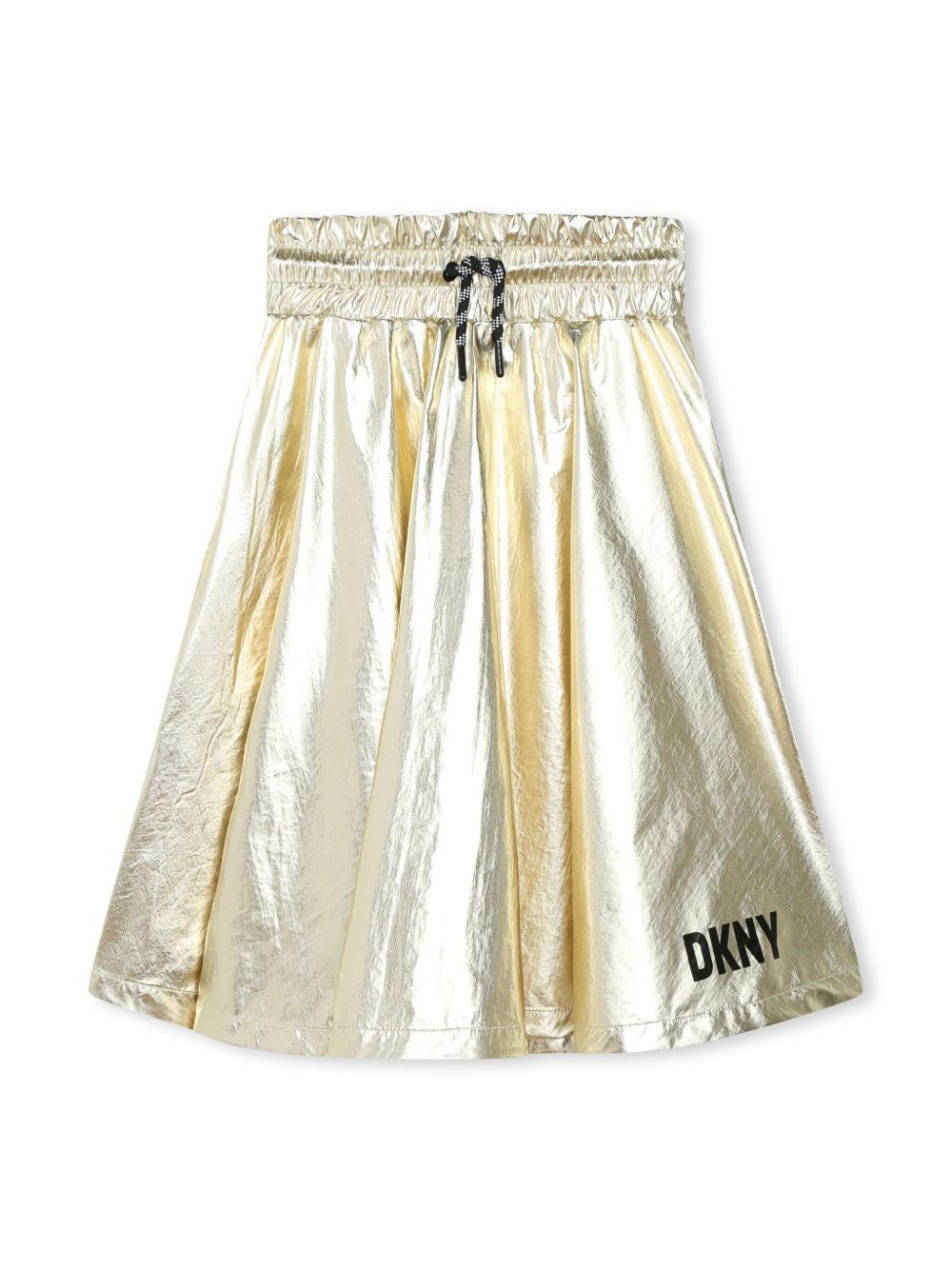 Dkny Kids 金属感设计抽绳腰边半身裙 - 金色