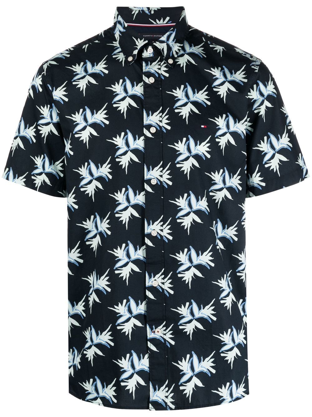 Tommy Hilfiger 花卉印花短袖衬衫 - 蓝色