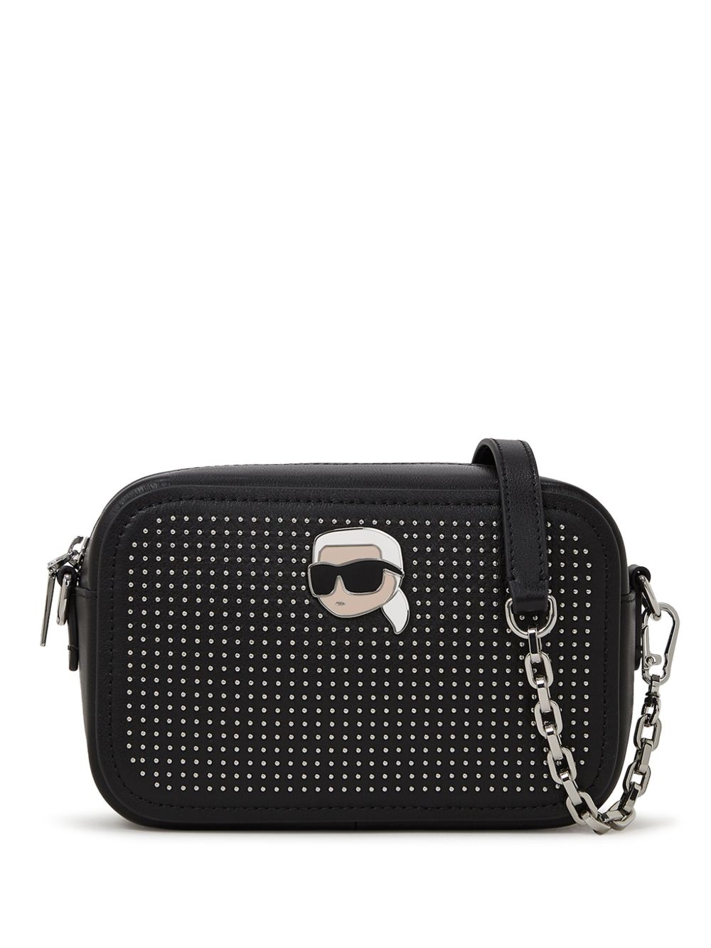 Karl Lagerfeld Ikon 皮质铆钉相机包 - 黑色