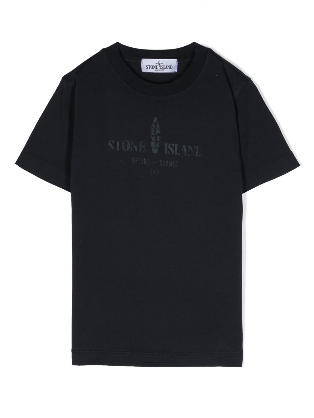 Stone Island Junior logo印花棉T恤 - 蓝色