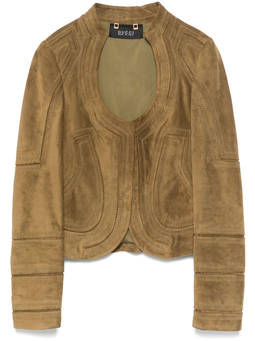 Gucci Pre-Owned 绒面皮夹克（2000年代典藏款） - 褐色