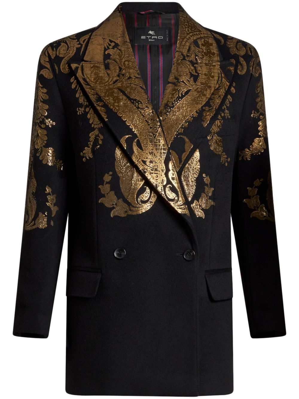 ETRO 金属感佩斯理西装夹克 - 黑色