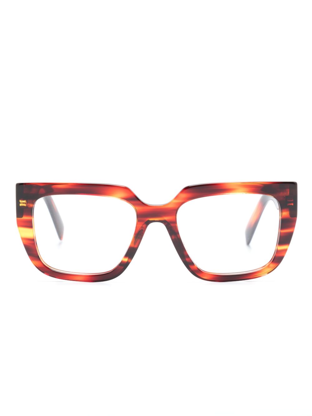 Prada Eyewear 图案印花方形镜框眼镜 - 褐色