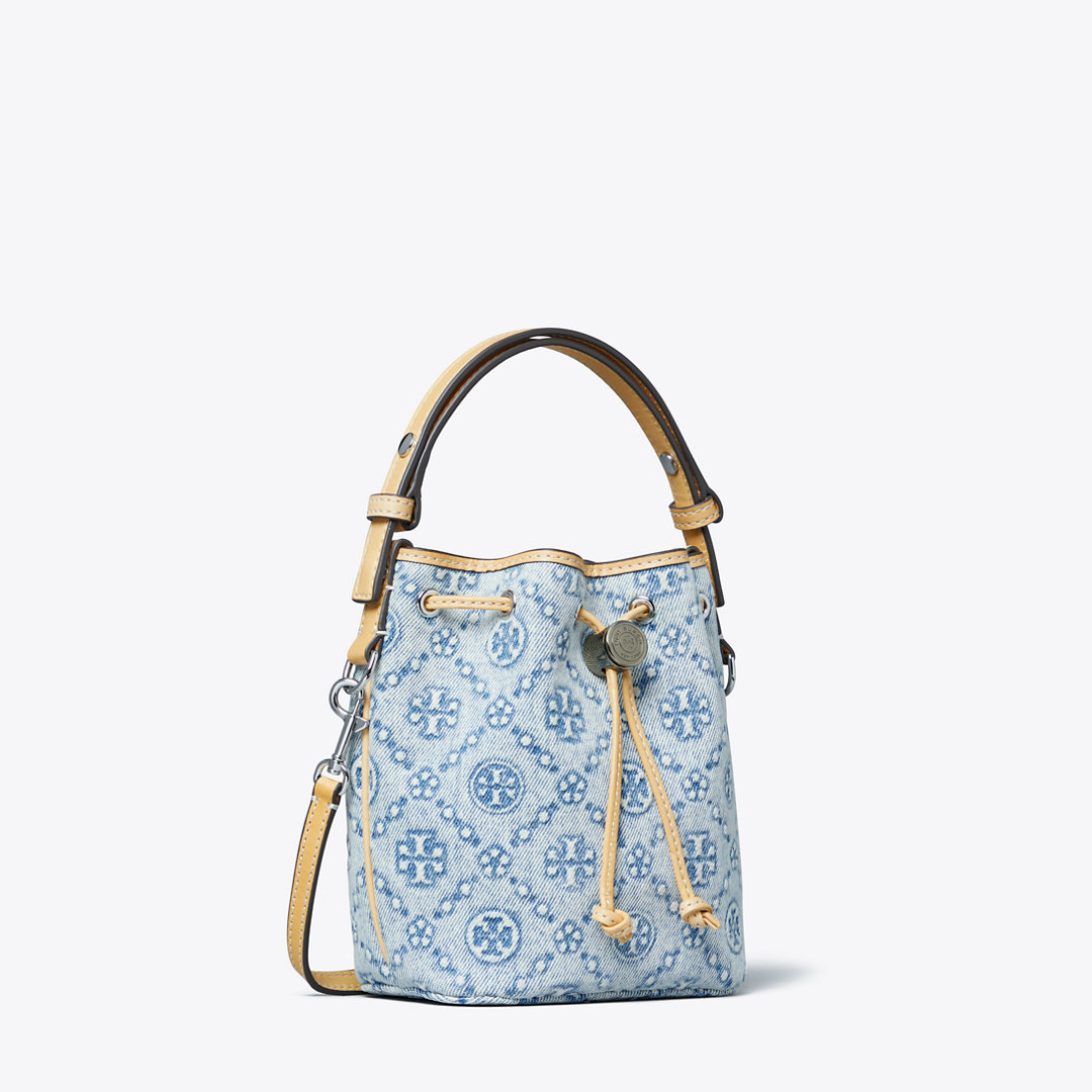 Tory Burch T Monogram Denim Mini Bucket Bag