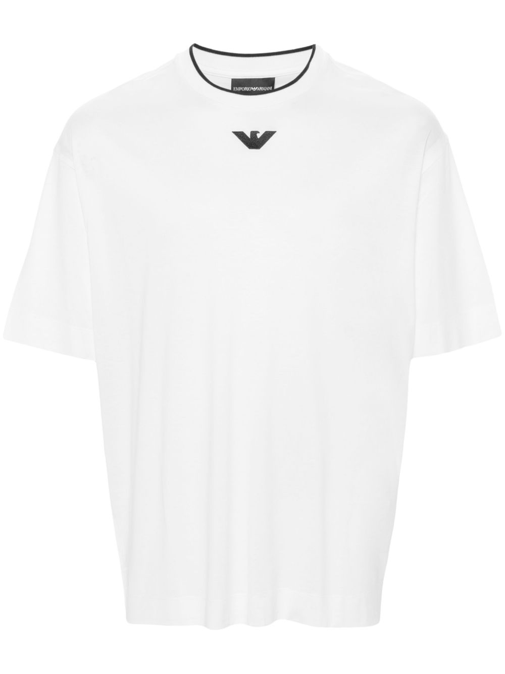 Emporio Armani logo刺绣T恤 - 白色