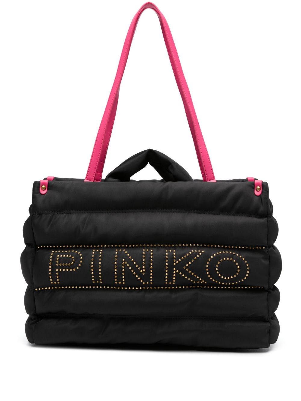 PINKO logo缀饰绗缝托特包 - 黑色