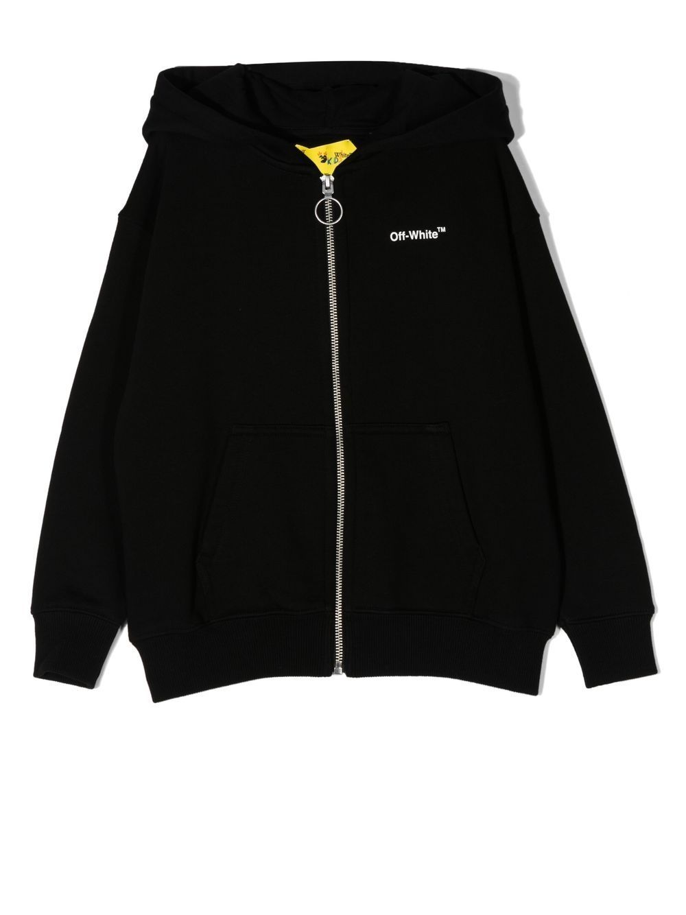 Off-White Kids Racing Arrow logo拉链连帽衫 - 黑色