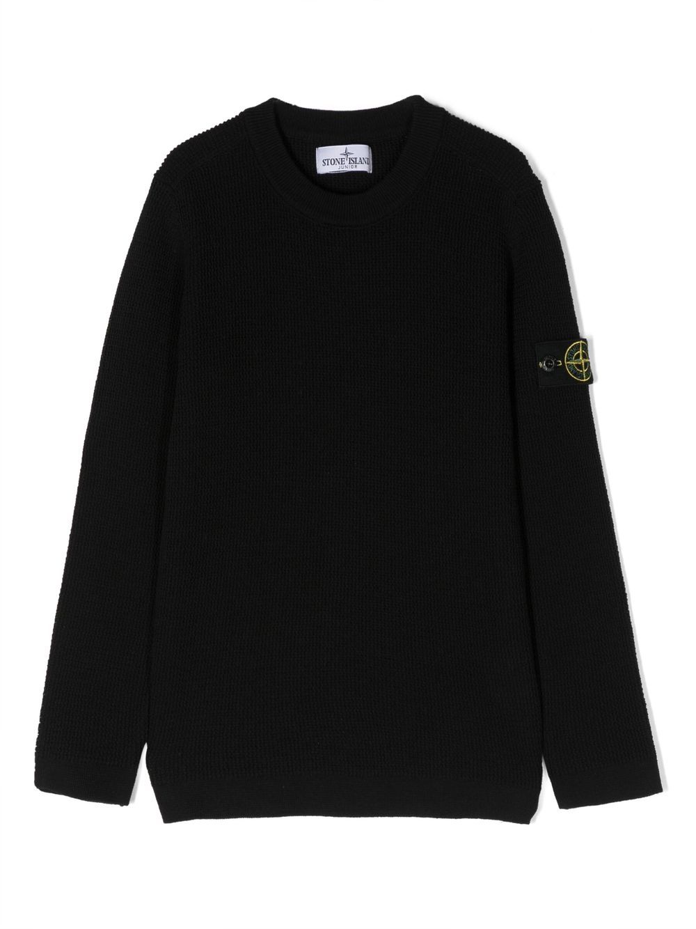 Stone Island Junior 经典罗盘图案针织毛衣 - 黑色