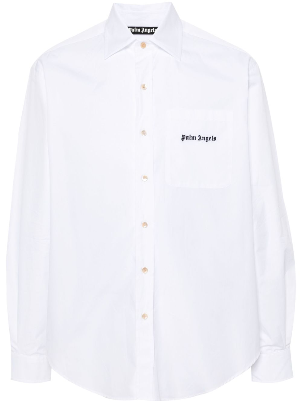 Palm Angels logo刺绣棉衬衫 - 白色