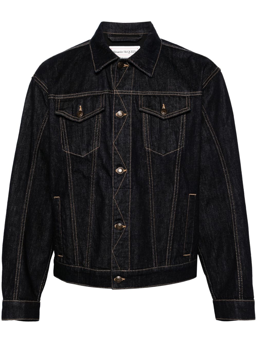 Alexander McQueen 宽领牛仔夹克 - 蓝色