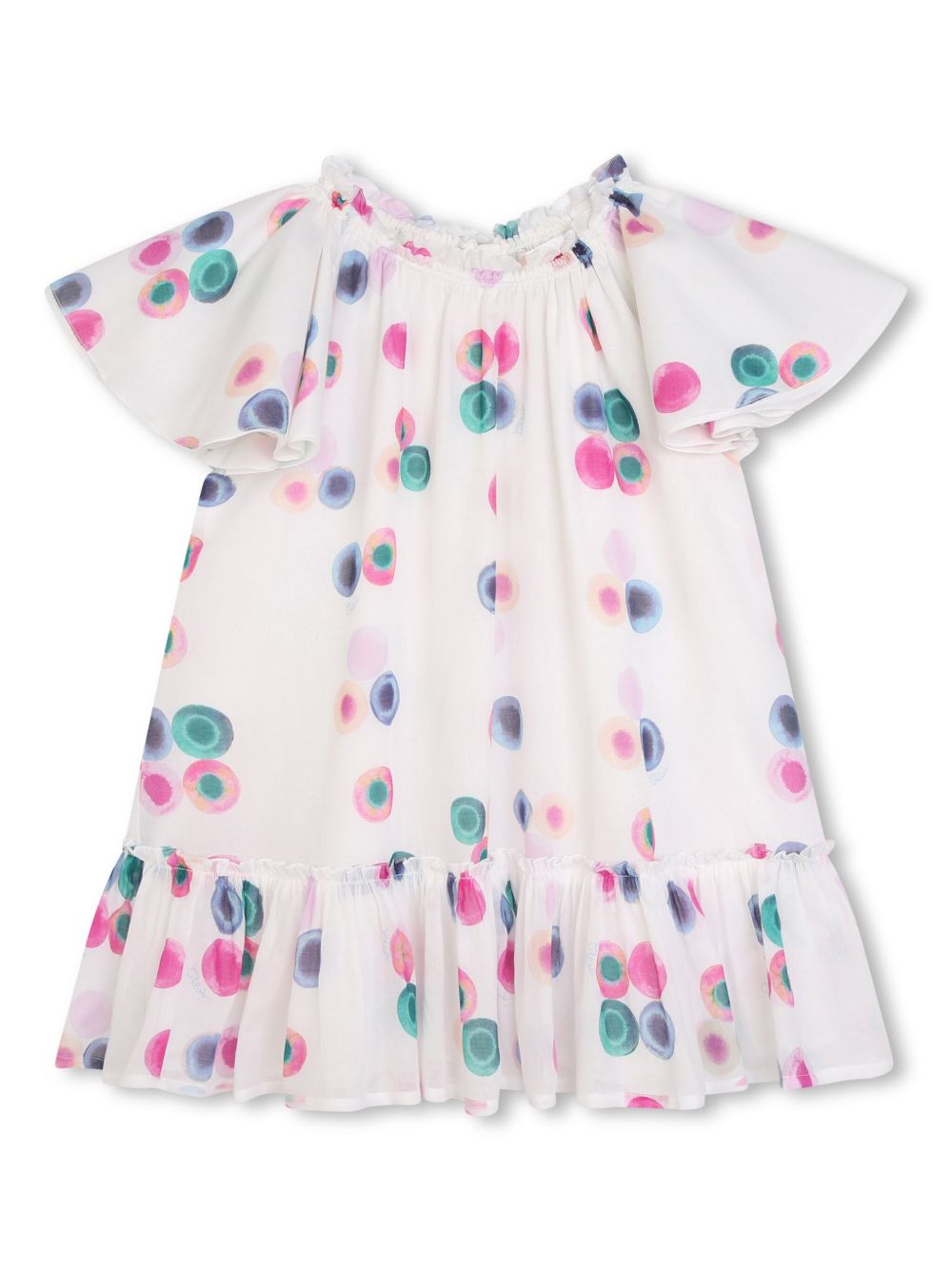 Chloé Kids 图案印花连衣裙 - 白色