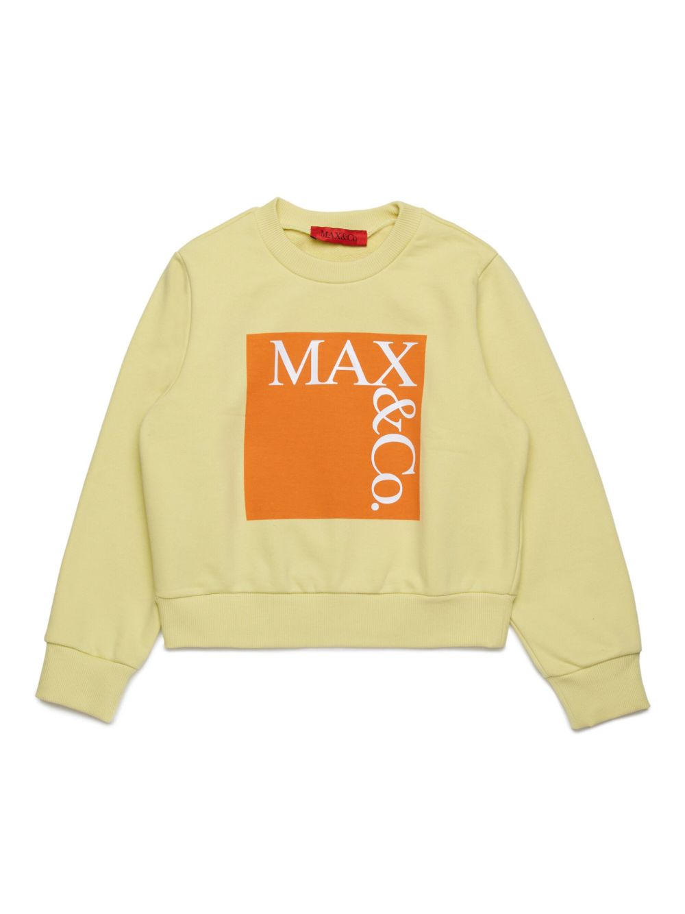 MAX&Co. Kids logo印花圆领卫衣 - 黄色