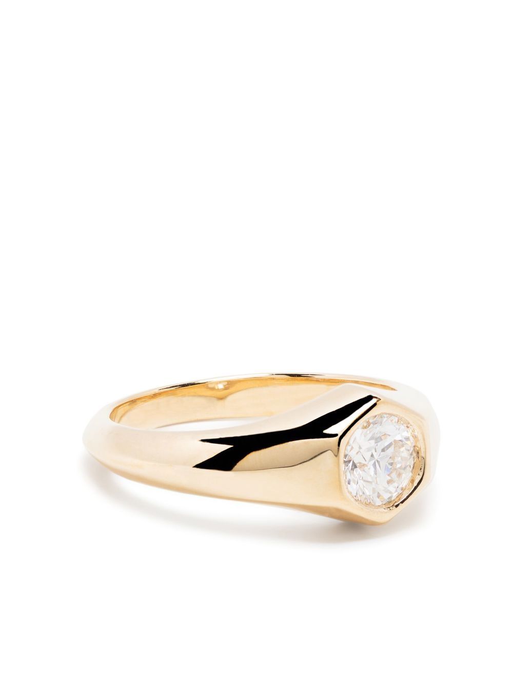 Lizzie Mandler Fine Jewelry 18K黄金 Knife Edge 钻石图章戒指 - 金色
