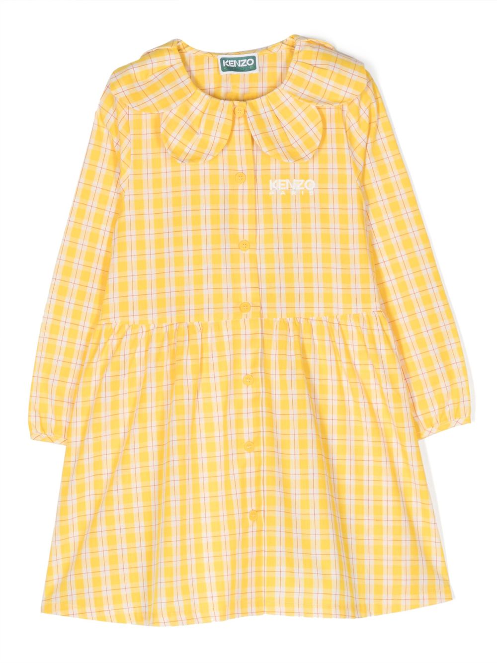 Kenzo Kids 格纹连衣裙 - 黄色