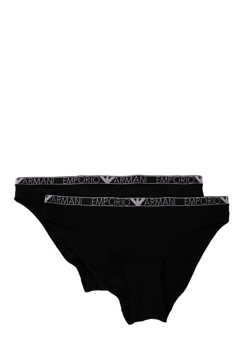 Emporio Armani logo腰边三角内裤（两件装） - 黑色