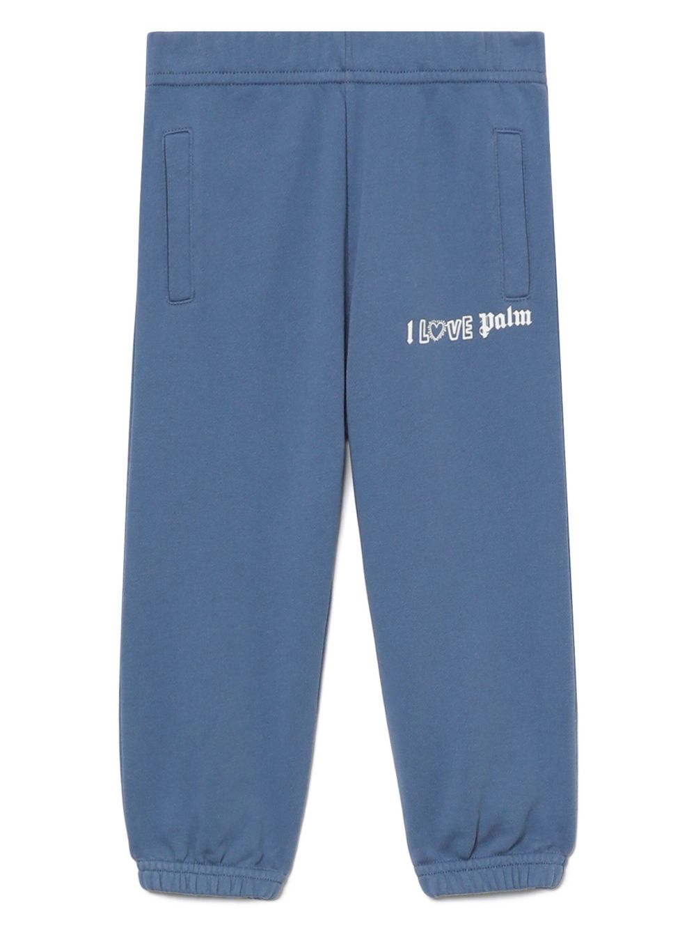 Palm Angels logo印花棉运动裤 - 蓝色