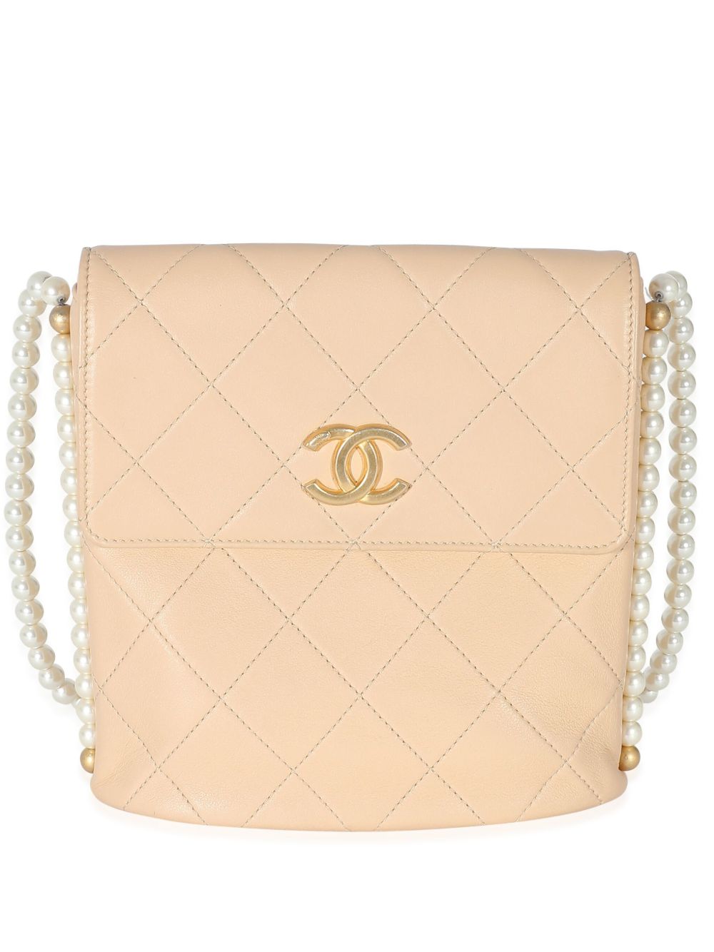 CHANEL Pre-Owned 珠饰链绗缝单肩包（2019年典藏款） - 中性色