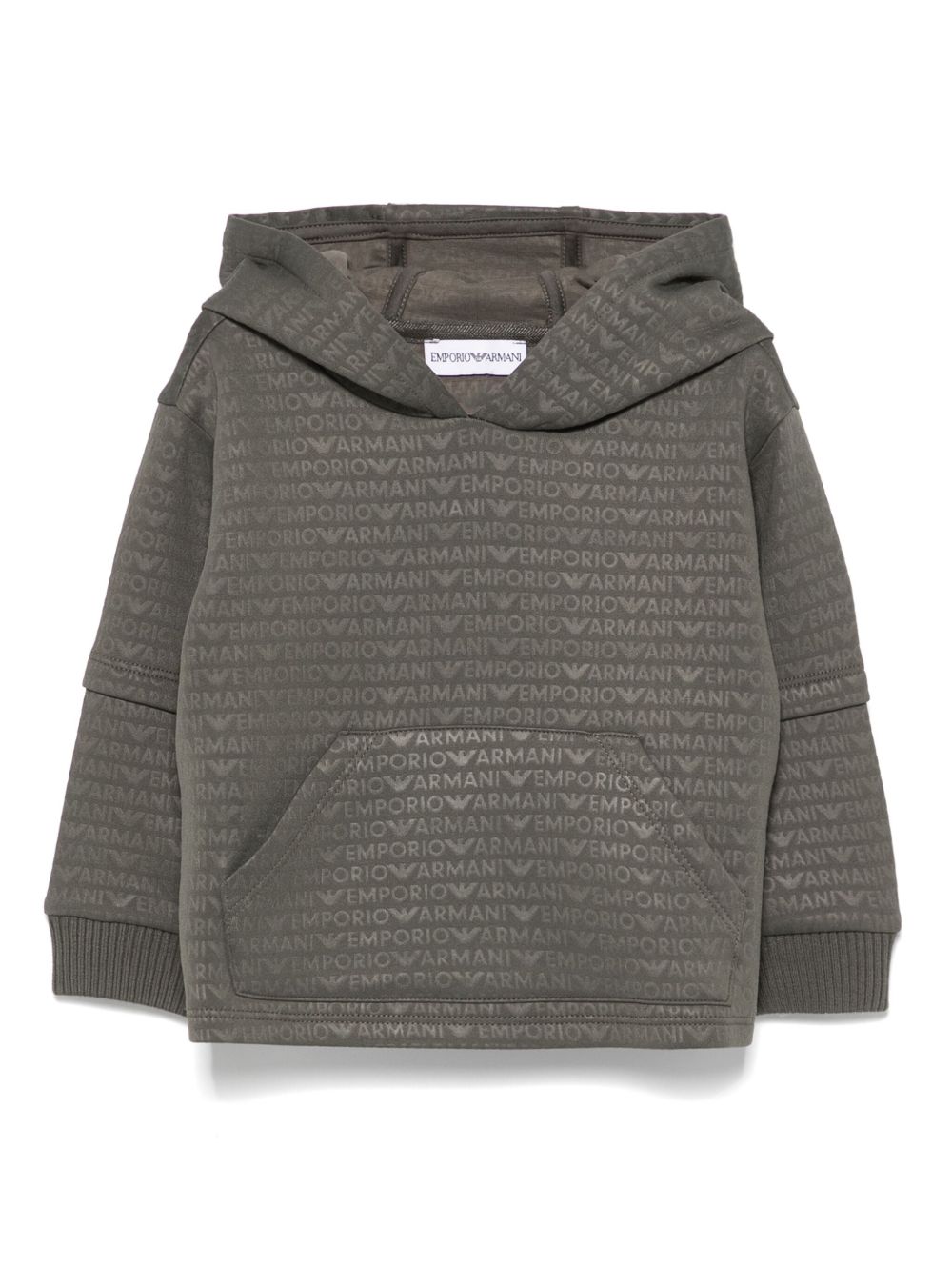 Emporio Armani Kids logo提花连帽衫 - 绿色
