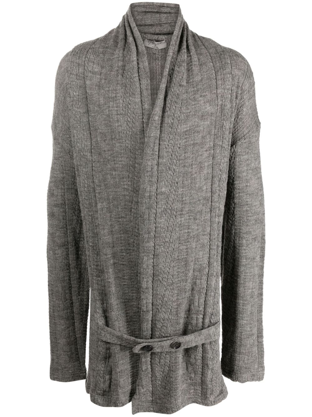 Yohji Yamamoto 束腰超长开衫 - 灰色