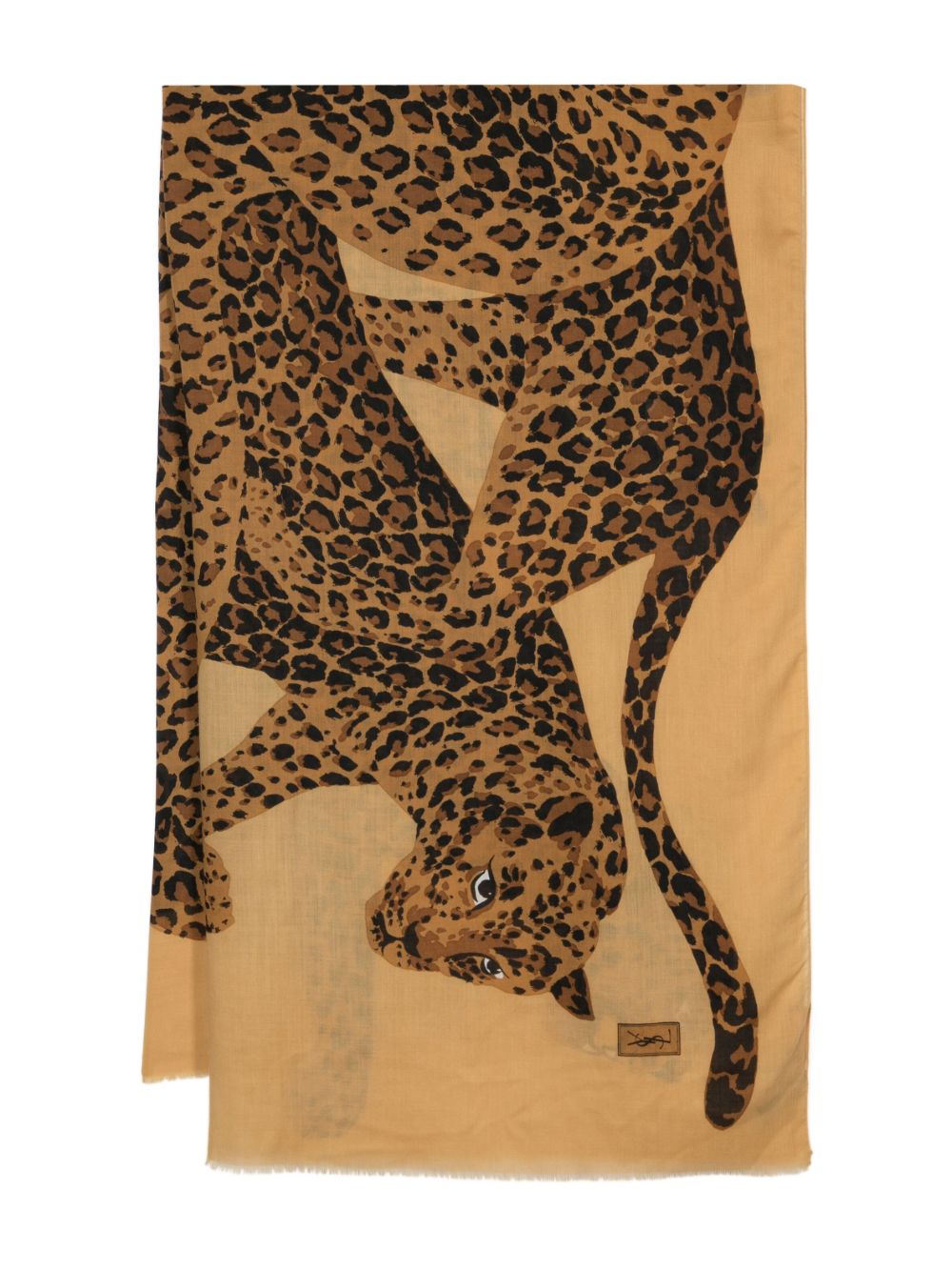 Saint Laurent Pre-Owned 豹纹围巾（1980年代典藏款） - 褐色