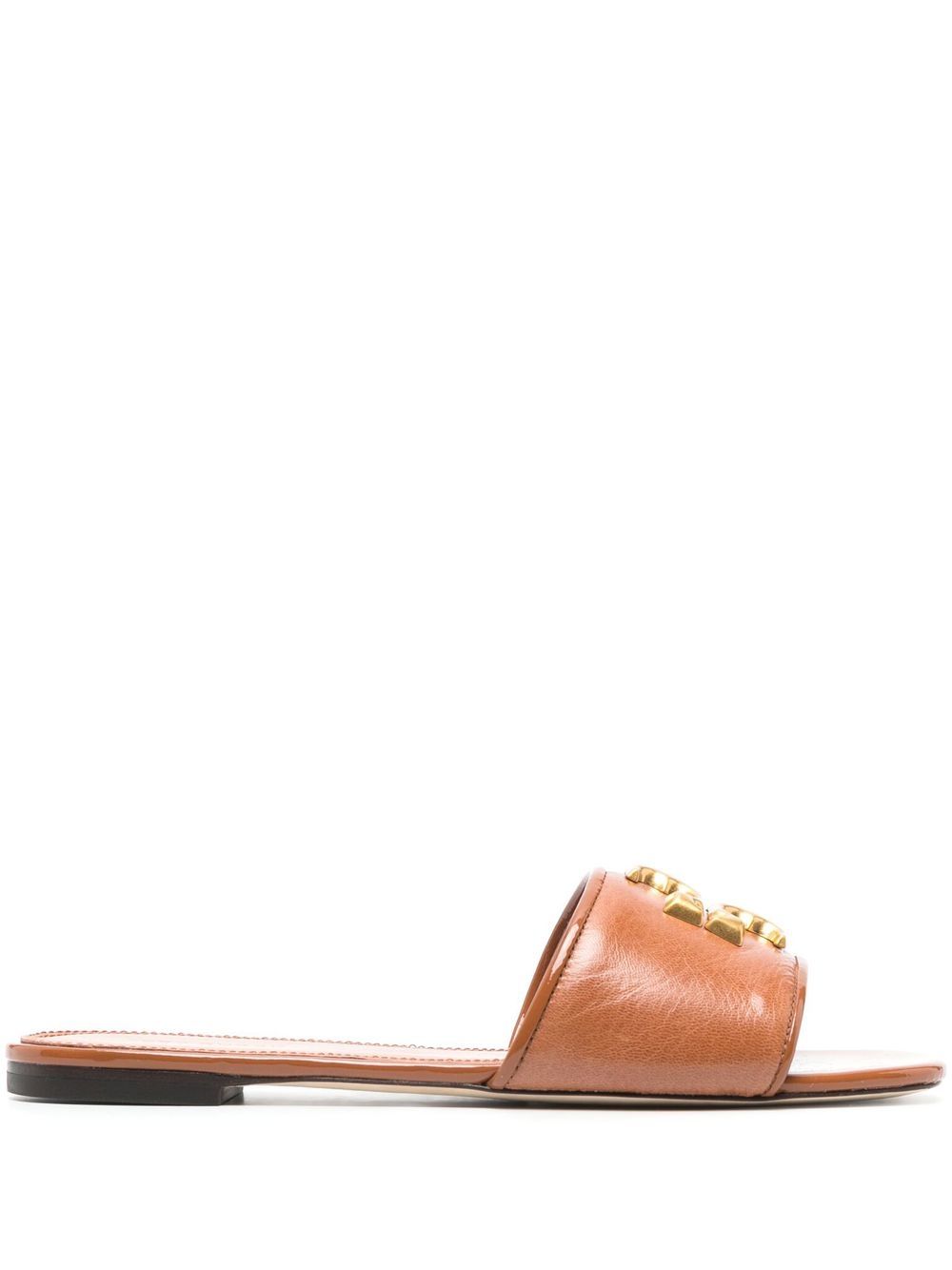 Tory Burch logo标牌露趾凉鞋 - 褐色