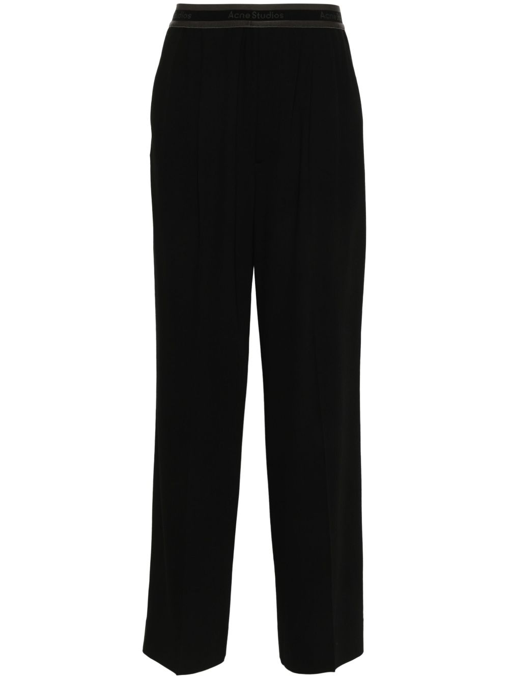 Acne Studios logo腰边直筒长裤 - 黑色