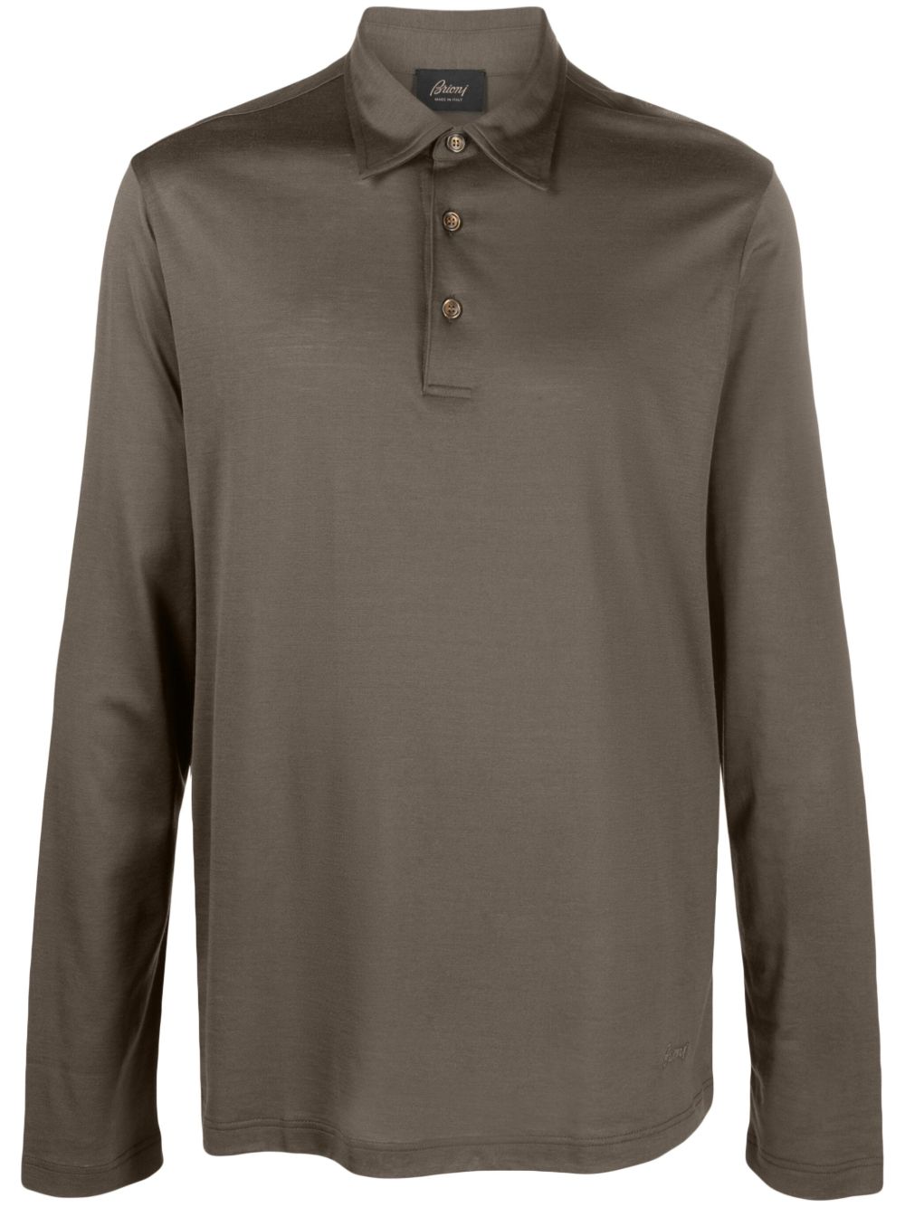 Brioni 真丝混纺长袖polo衫 - 绿色
