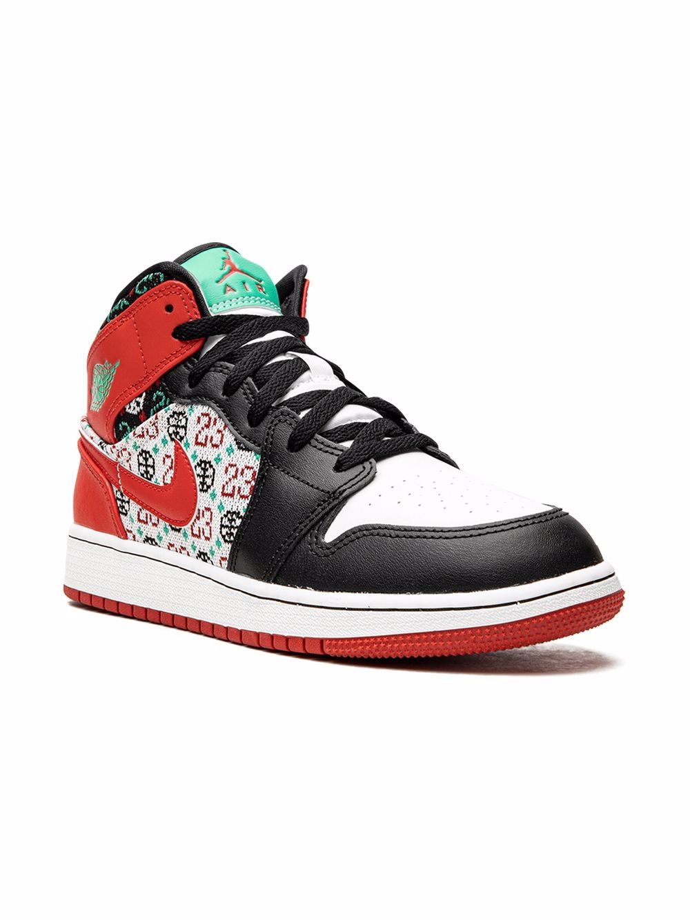 Nike Kids Jordan 1 Mid Ugly Christmas Sweater 运动鞋 - 白色