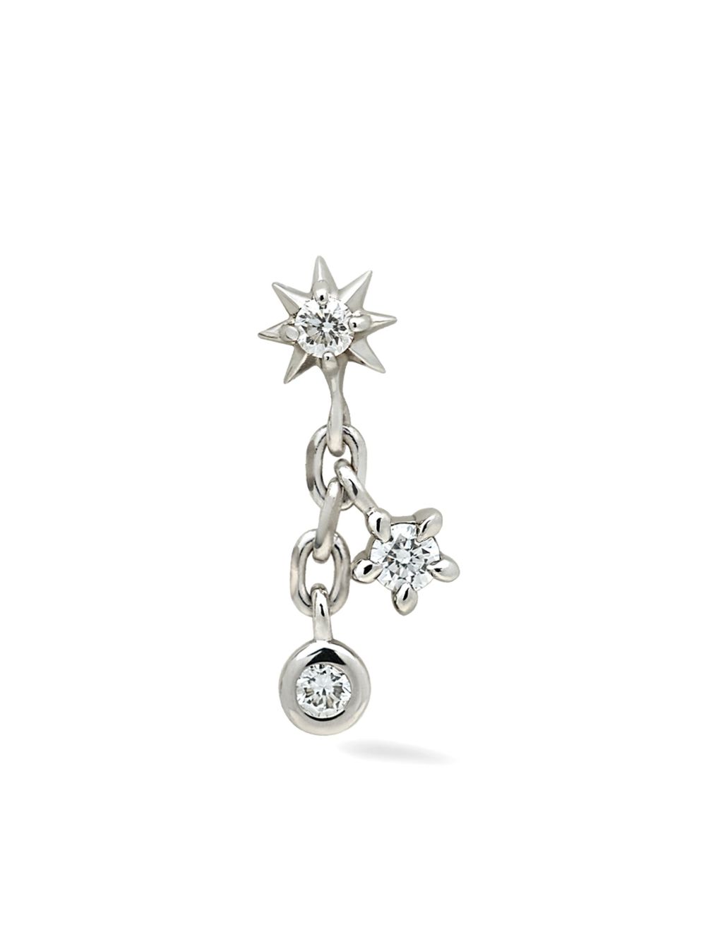 Lark & Berry 14K白金 Shimmering Star Chain 钻石耳钉 - 银色