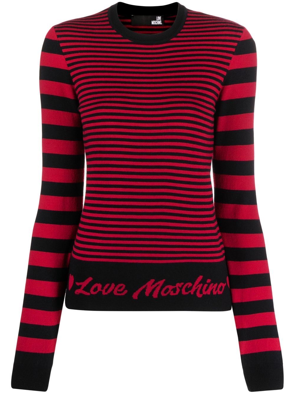 Love Moschino 莫斯奇诺 logo刺绣条纹毛衣 - 粉色